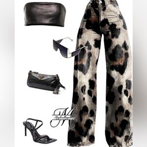 Wide leg leopard pants ( PANTS ONLY)